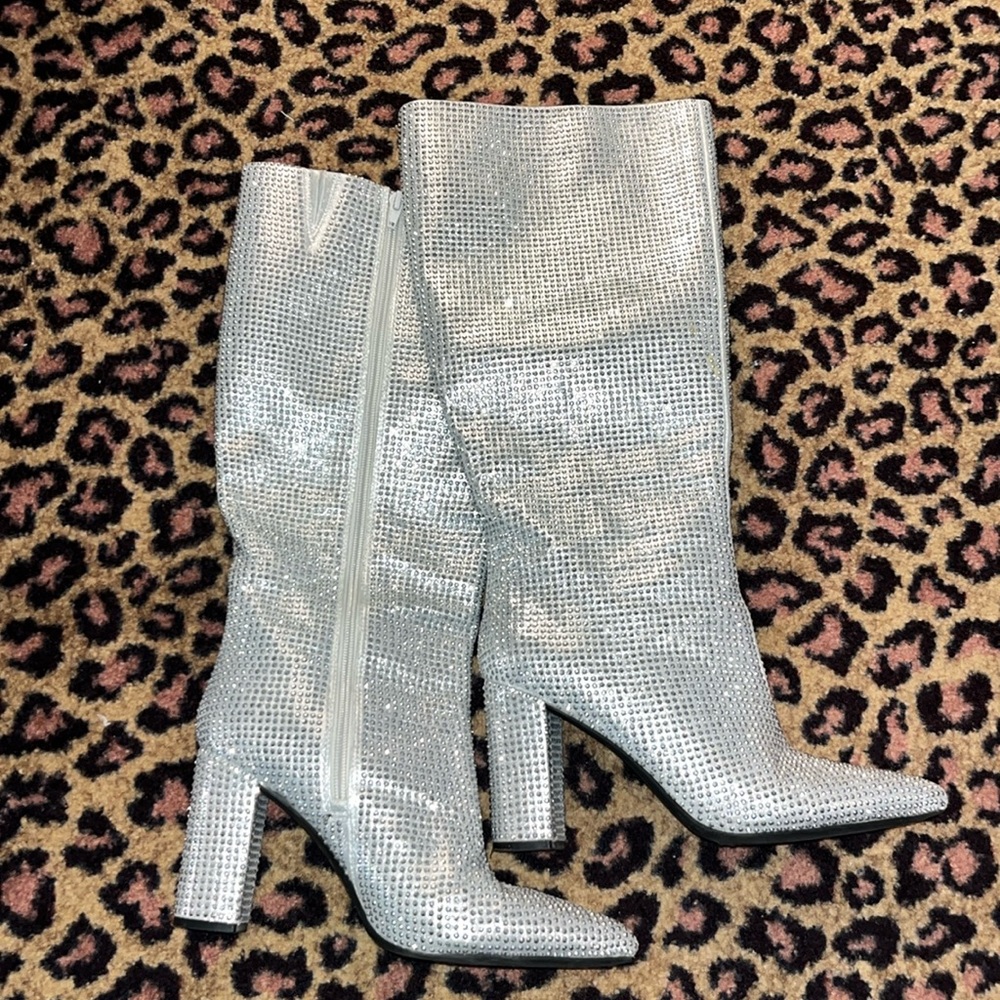 Sparkly knee high boots